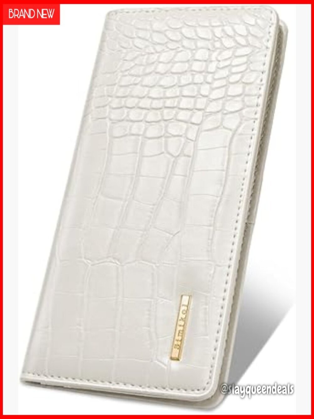 Slim Bifold Wallet RFID Blocking Faux Crocodile Leather 11 Card Slots